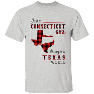 Just A Connecticut Girl Living In A Texas World T-shirt - T-shirt Born Live Plaid Red Teezalo