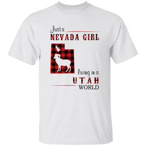 Just A Nevada Girl Living In A Utah World T-shirt - T-shirt Born Live Plaid Red Teezalo