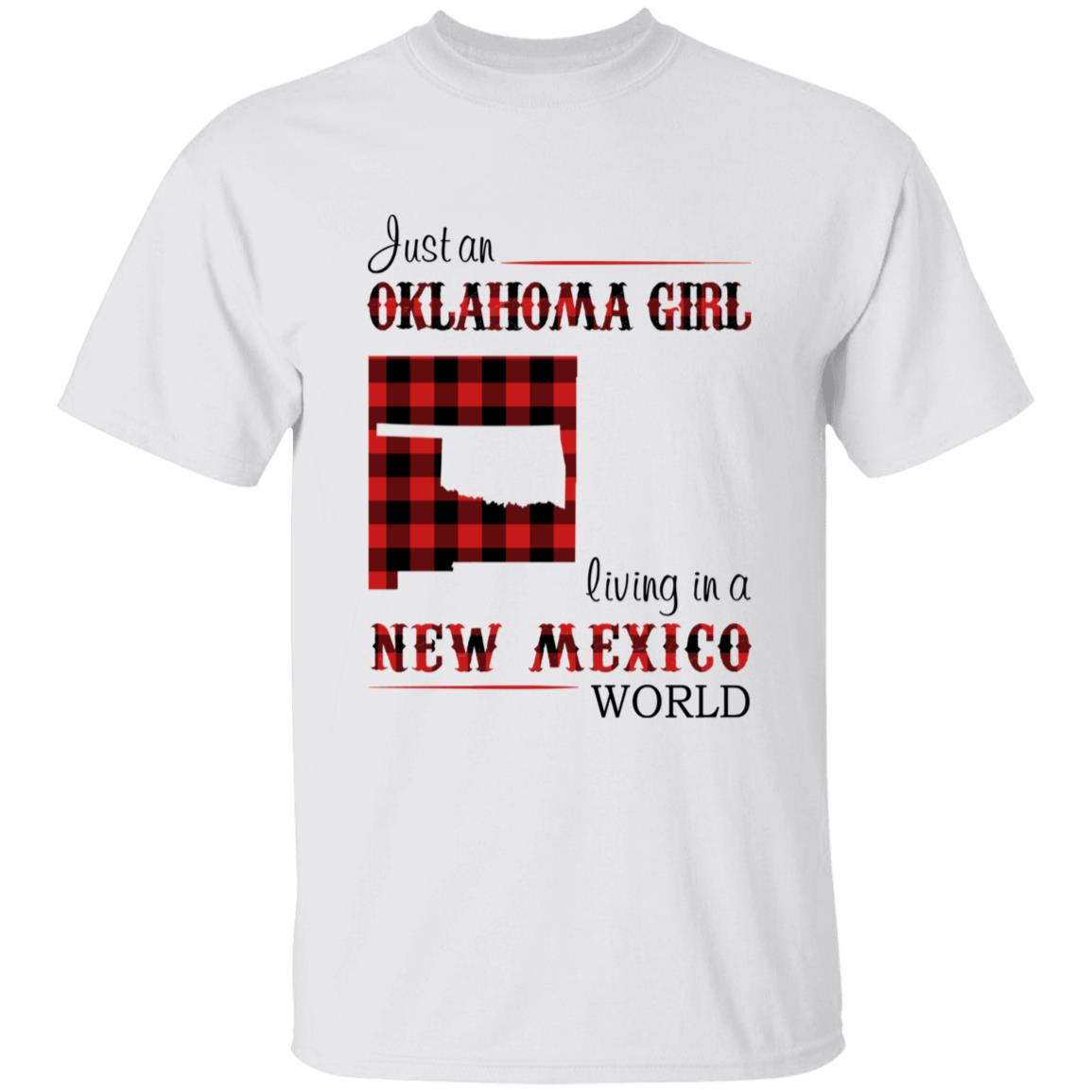 Just An Oklahoma Girl Living In A New Mexico World T-shirt - T-shirt Born Live Plaid Red Teezalo