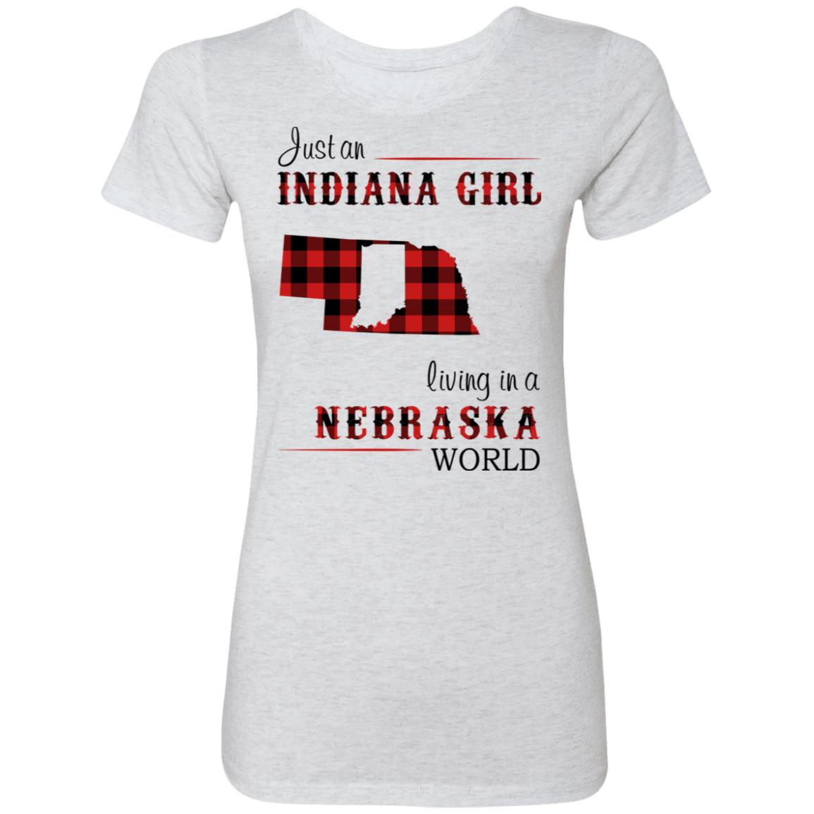 Just An Indiana Girl Living In A Nebraska World T-Shirt - T-shirt Born Live Plaid Red Teezalo