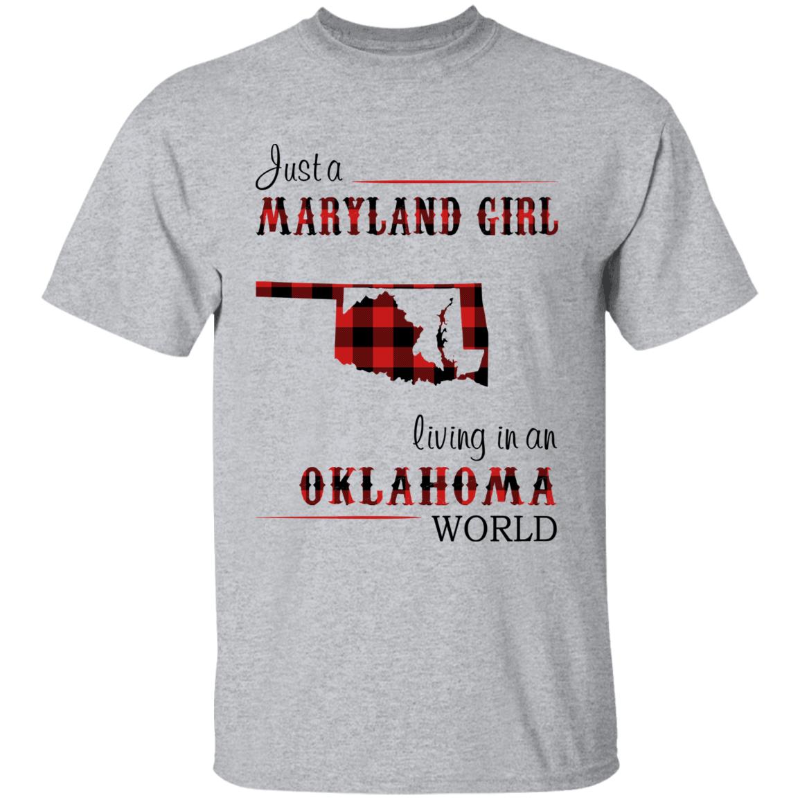 Just A Maryland Girl Living In An Oklahoma World T-shirt - T-shirt Born Live Plaid Red Teezalo