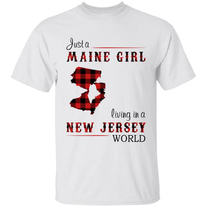 Just A Maine Girl Living In A New Jersey World T-shirt - T-shirt Born Live Plaid Red Teezalo