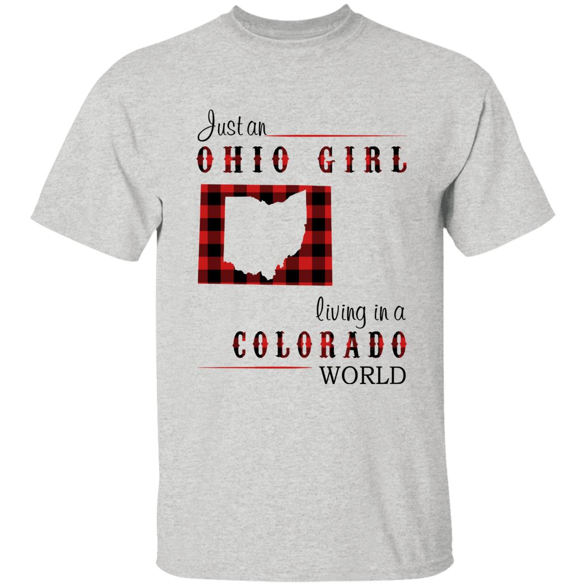 Just An Ohio Girl Living In A Colorado World T-shirt - T-shirt Born Live Plaid Red Teezalo