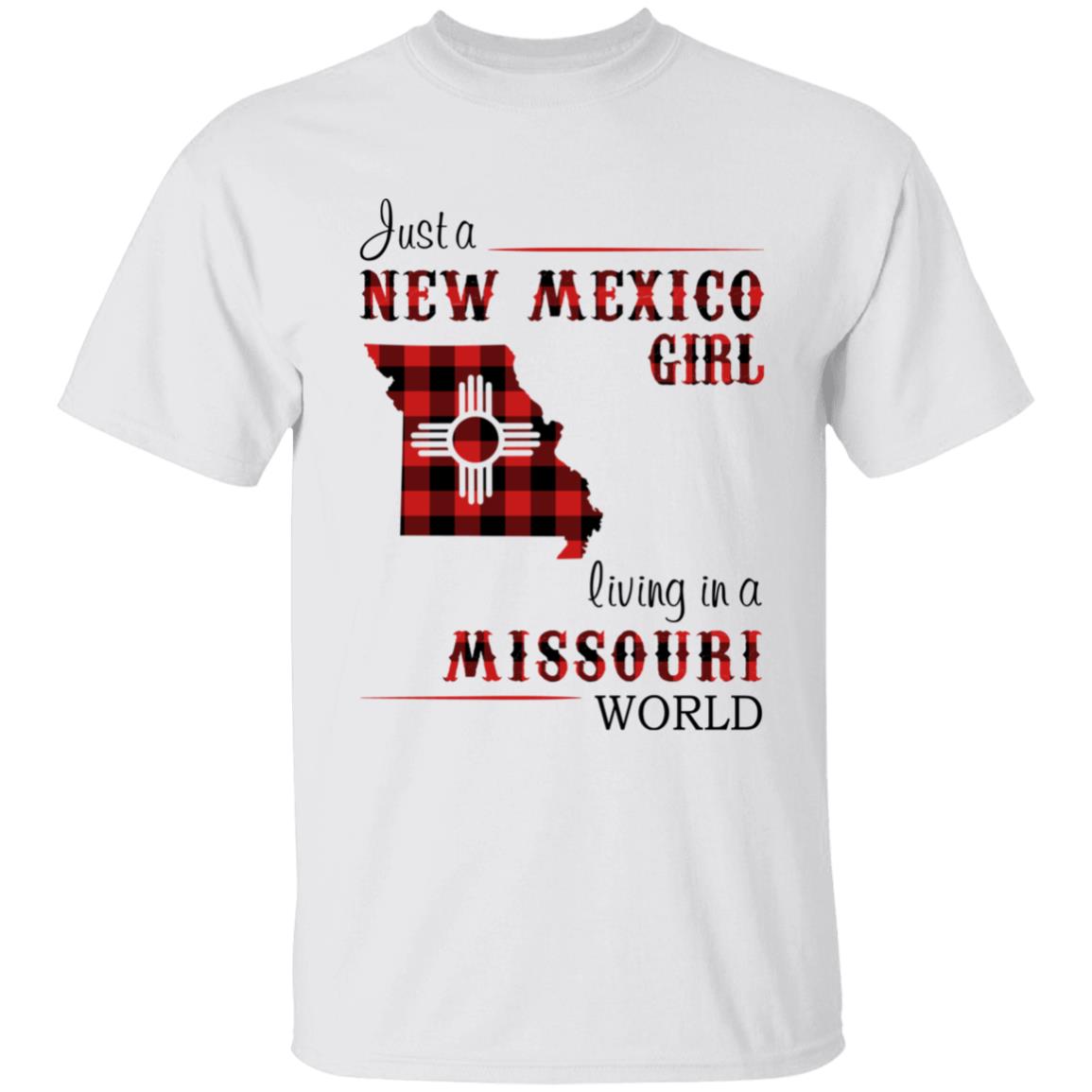 Just A New Mexico Girl Living In A Missouri World T-shirt - T-shirt Born Live Plaid Red Teezalo