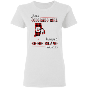 Just A Colorado Girl Living In A Rhode Island World T-shirt - T-shirt Born Live Plaid Red Teezalo