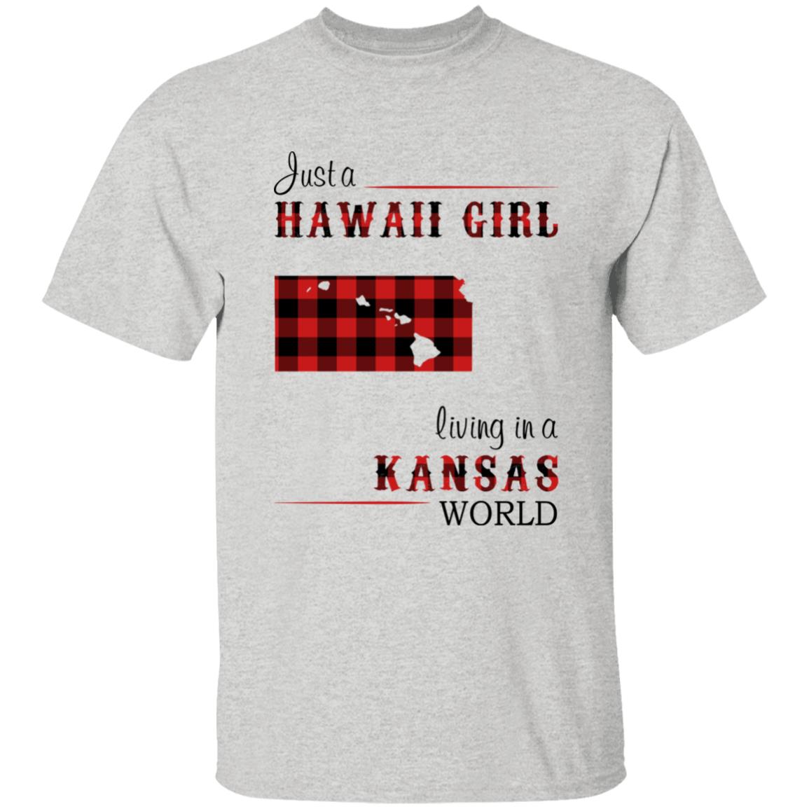 Just A Hawaii Girl Living In A Kansas World T-shirt - T-shirt Born Live Plaid Red Teezalo