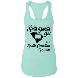 Just A North Dakota Girl In A South Carolina World T Shirt - T-shirt Teezalo