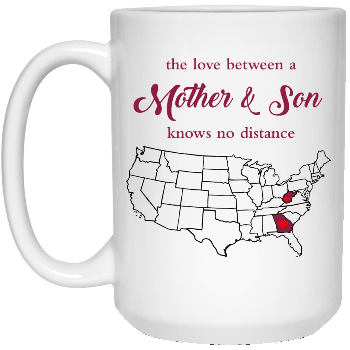 West Virginia Georgia The Love Between Mother And Son Mug - Mug Teezalo