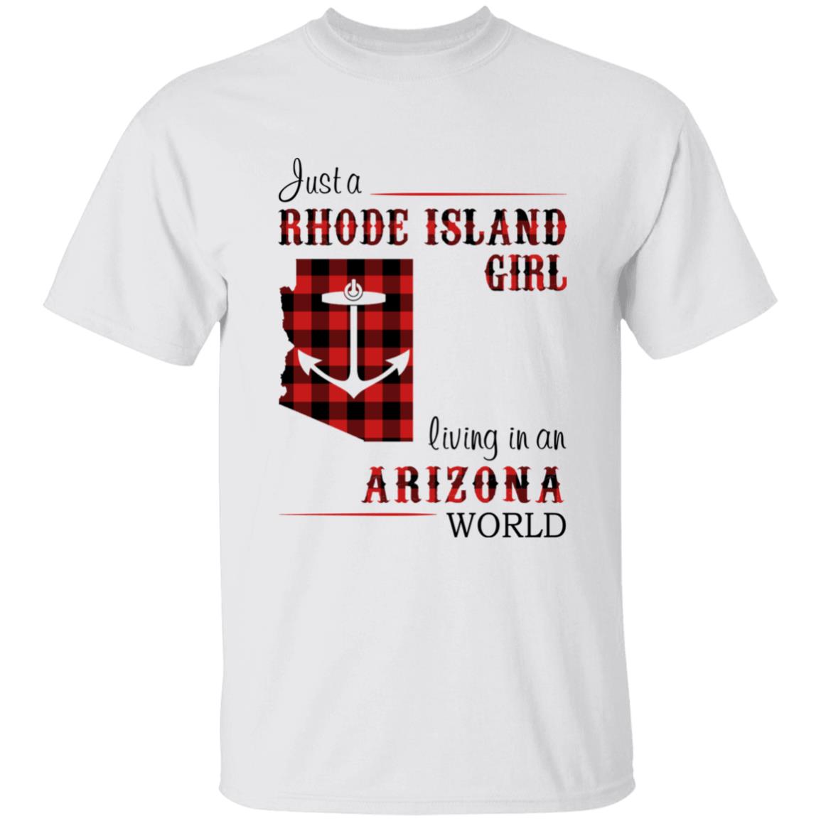 Just A Rhode Island Girl Living In An Arizona World T-shirt - T-shirt Born Live Plaid Red Teezalo