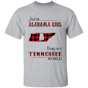 Just An Alabama  Girl Living In A Tennessee World T-shirt - T-shirt Born Live Plaid Red Teezalo
