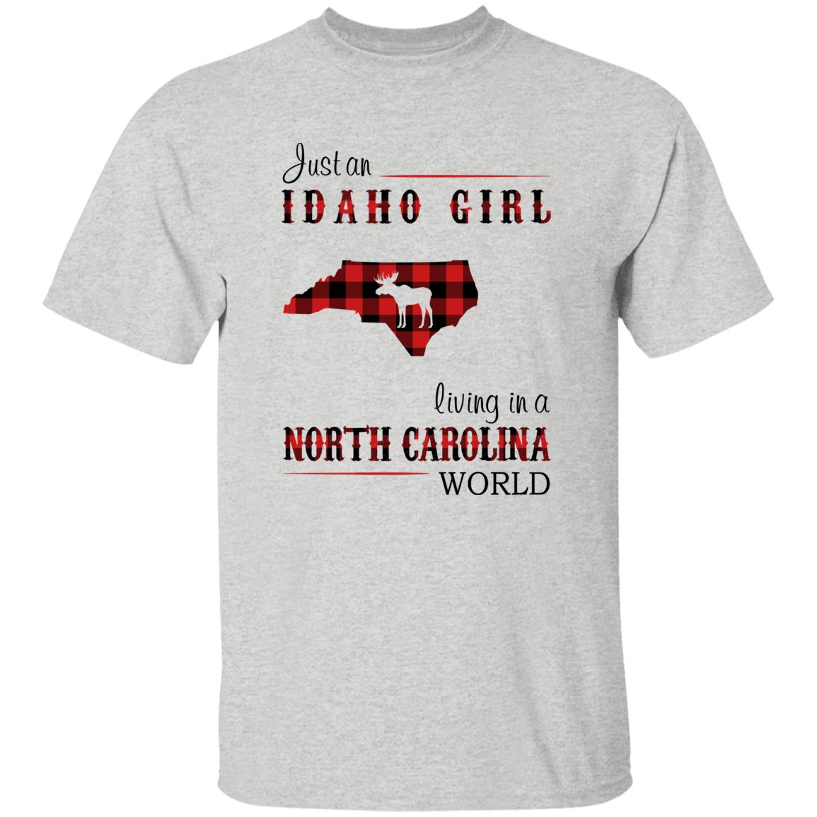 Just An Idaho Girl Living In A North Carolina World T-shirt - T-shirt Born Live Plaid Red Teezalo