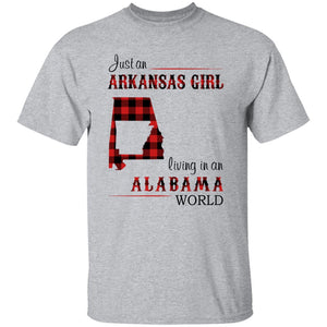 Just An Arkansas Girl Living In An Alabama World T-shirt - T-shirt Born Live Plaid Red Teezalo
