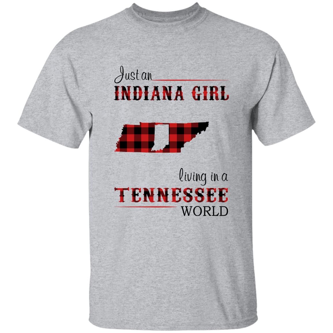 Just An Indiana Girl Living In A Tennessee World T-shirt - T-shirt Born Live Plaid Red Teezalo