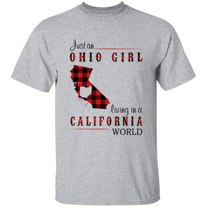 Just An Ohio Girl Living In A California World T-shirt - T-shirt Born Live Plaid Red Teezalo