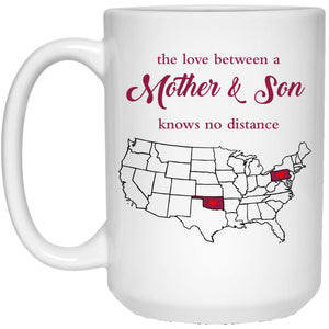 Oklahoma Pennsylvania The Love Between Mother And Son Mug - Mug Teezalo