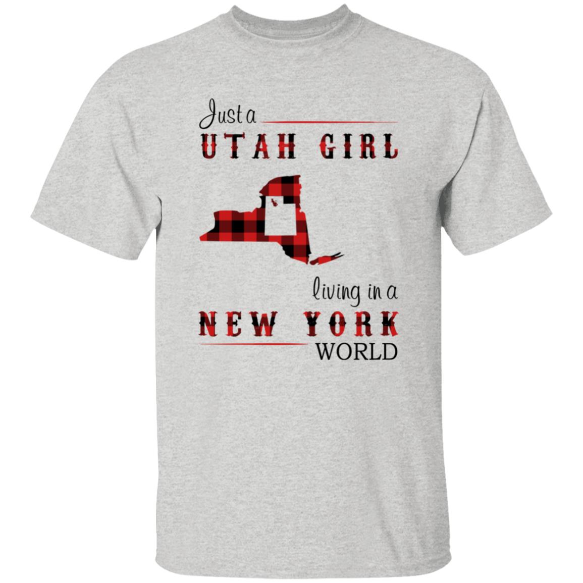 Just A Utah Girl Living In A New York World T-shirt - T-shirt Born Live Plaid Red Teezalo
