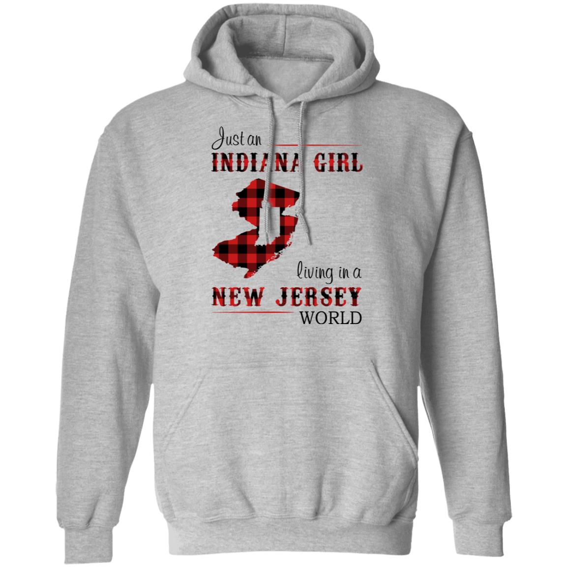 Just An Indiana Girl Living In A New Jersey World T-Shirt - T-shirt Born Live Plaid Red Teezalo