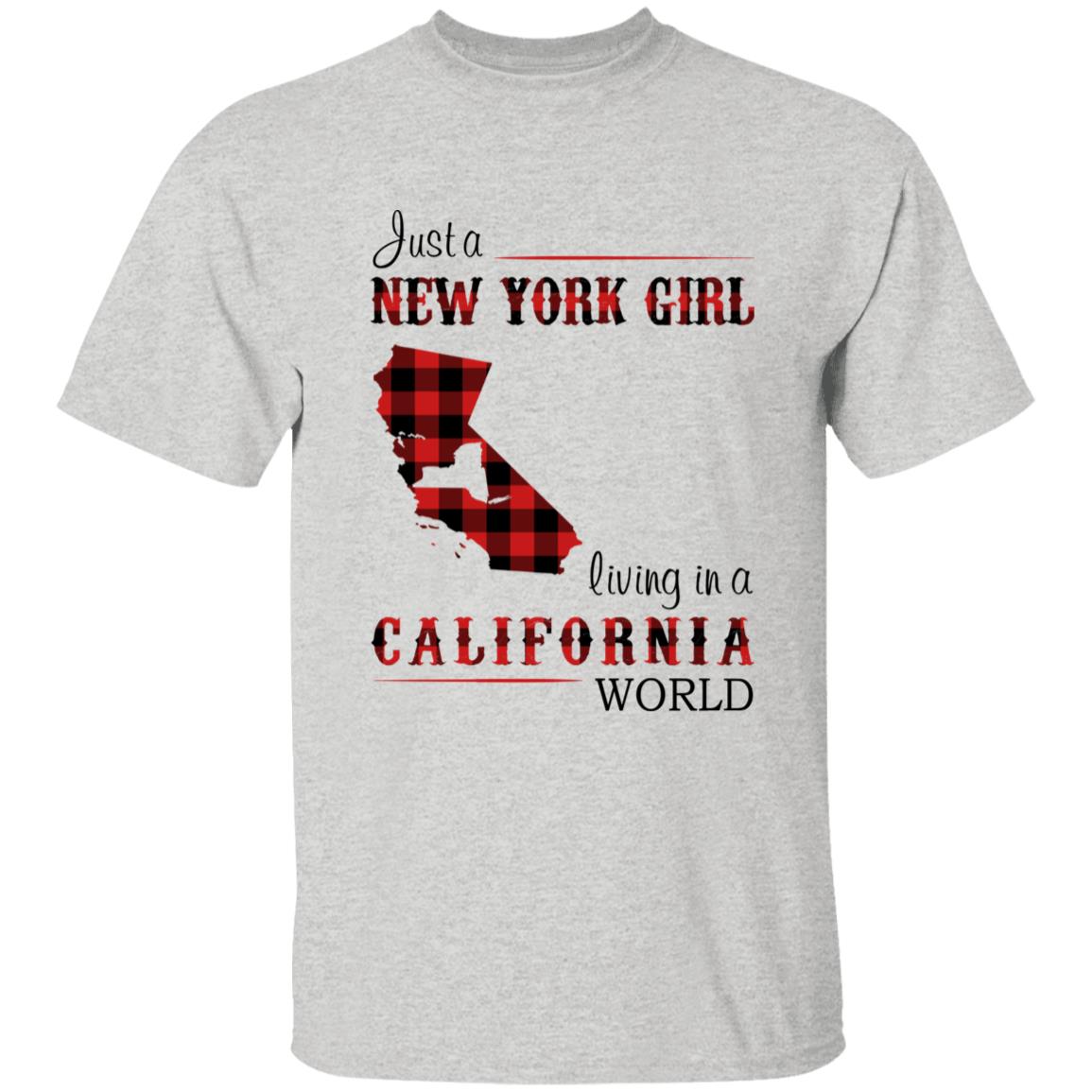 Just A New York Girl Living In A California World T-shirt - T-shirt Born Live Plaid Red Teezalo