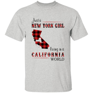 Just A New York Girl Living In A California World T-shirt - T-shirt Born Live Plaid Red Teezalo