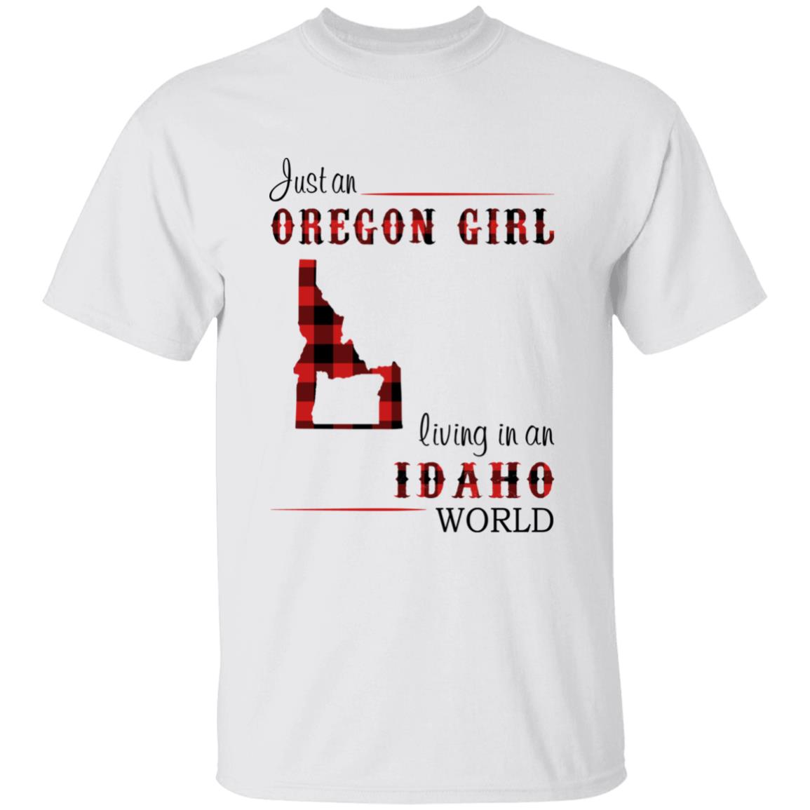 Just An Oregon Girl Living In An Idaho World T-shirt - T-shirt Born Live Plaid Red Teezalo