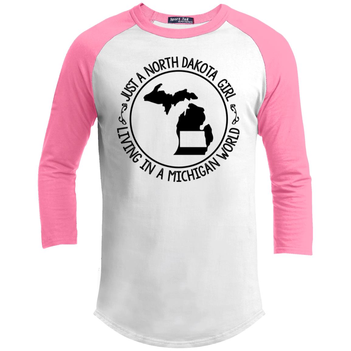 North Dakota Girl Living In Michigan World T Shirt - T-shirt Teezalo