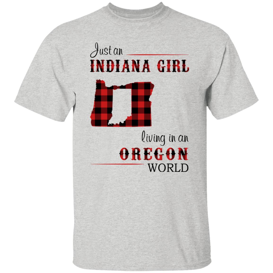Just An Indiana Girl Living In An Oregon World T-Shirt - T-shirt Born Live Plaid Red Teezalo