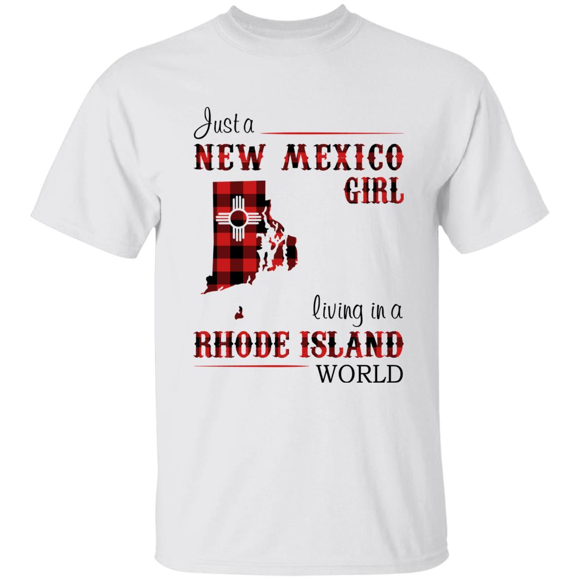Just A New Mexico Girl Living In A Rhode Island World T-shirt - T-shirt Born Live Plaid Red Teezalo