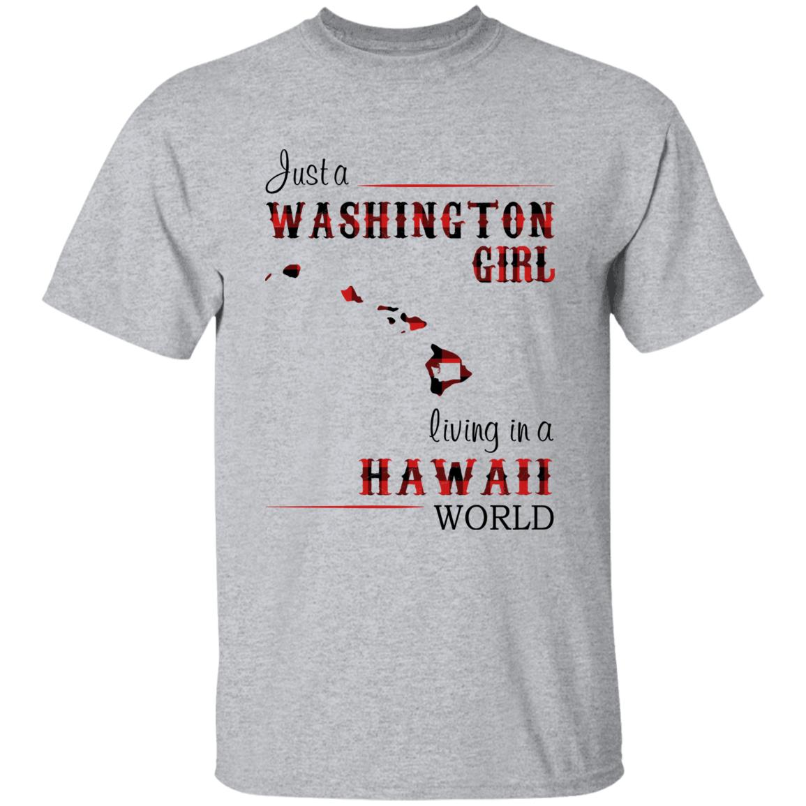 Just A Washington Girl Living In A Hawaii World T-shirt - T-shirt Born Live Plaid Red Teezalo