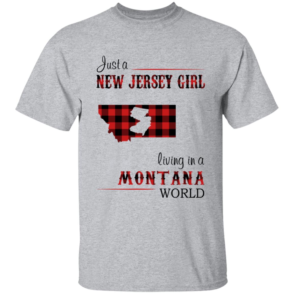 Just A New Jersey Girl Living In A Montana World T-shirt - T-shirt Born Live Plaid Red Teezalo