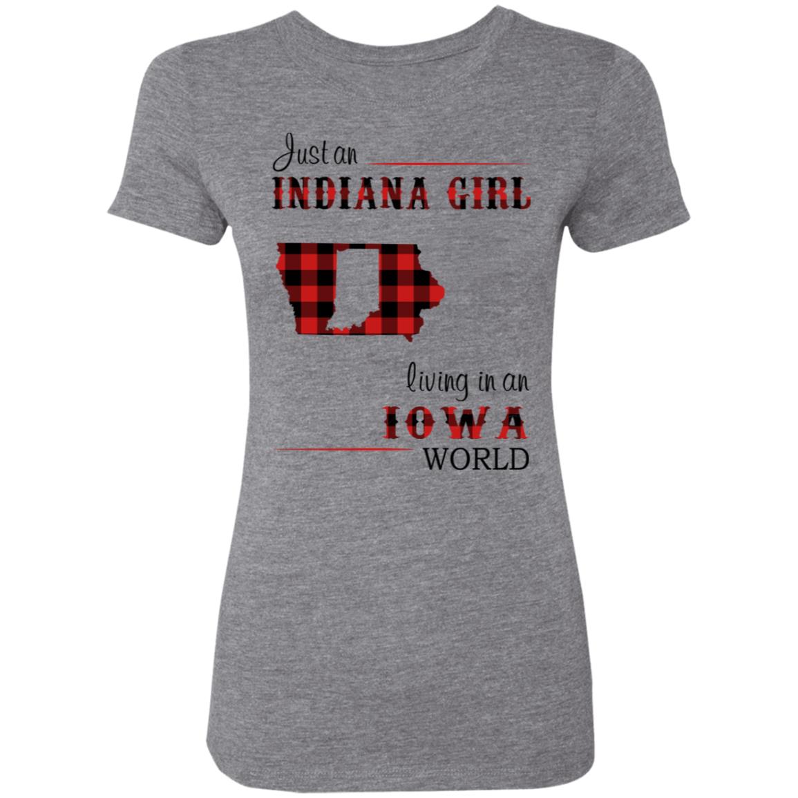 Just An Indiana Girl Living In An Iowa World T-Shirt - T-shirt Born Live Plaid Red Teezalo