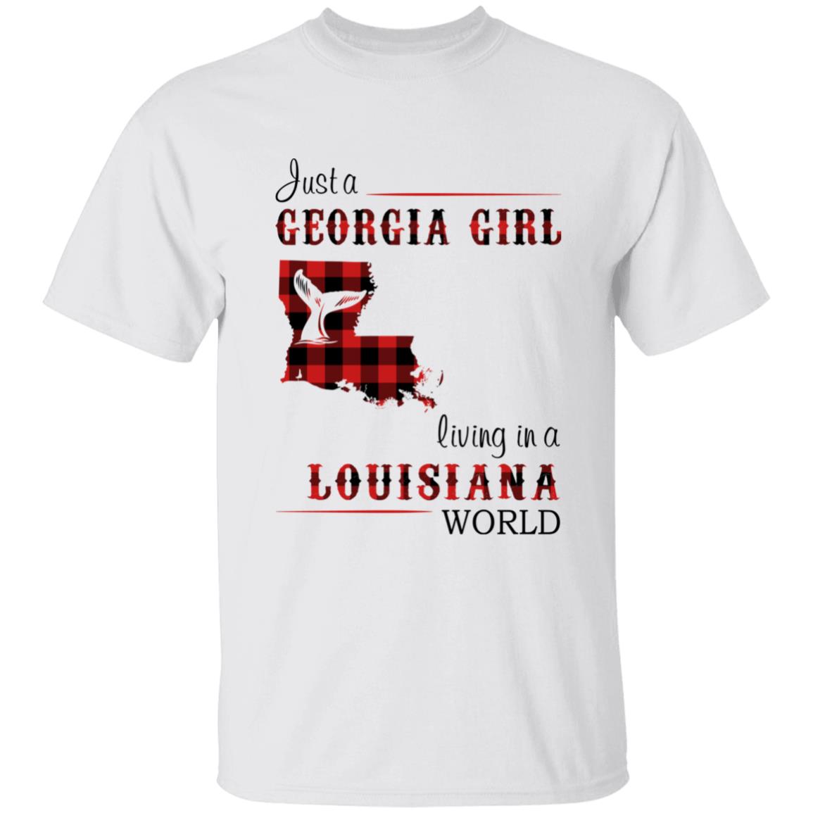 Just A Georgia Girl Living In A Louisiana World T-shirt - T-shirt Born Live Plaid Red Teezalo