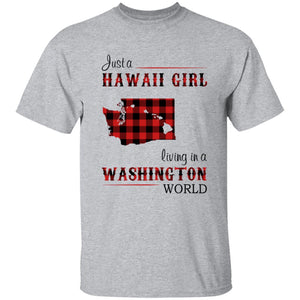 Just A Hawaii Girl Living In A Washington World T-shirt - T-shirt Born Live Plaid Red Teezalo