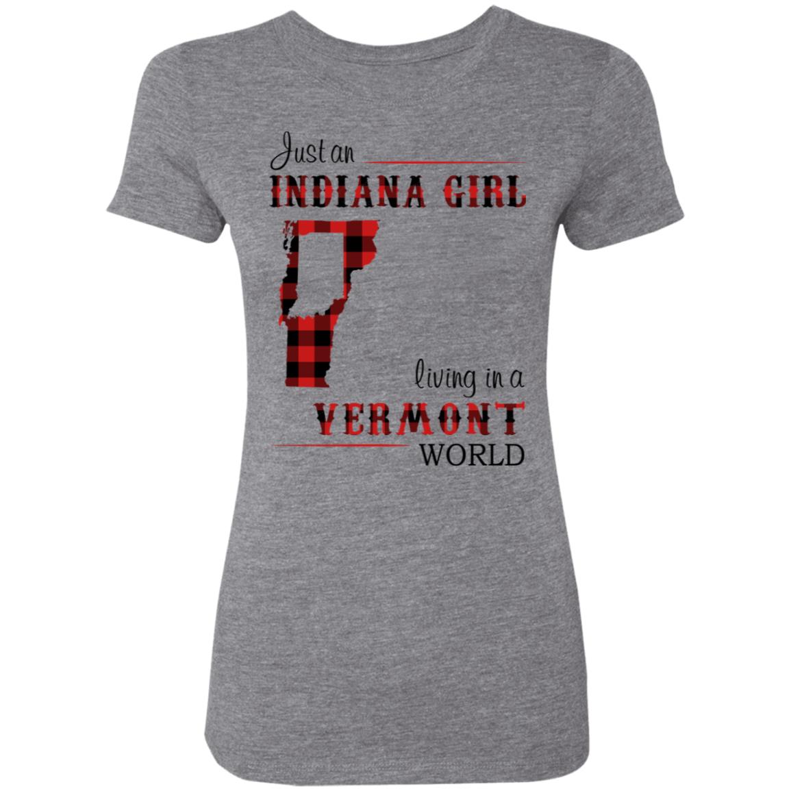 Just An Indiana Girl Living In A Vermont World T- Shirt - T-shirt Born Live Plaid Red Teezalo