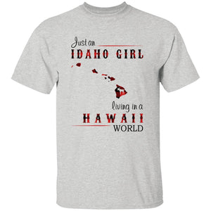 Just An Idaho Girl Living In A Hawaii World T-shirt - T-shirt Born Live Plaid Red Teezalo