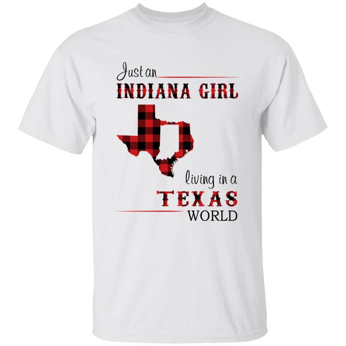 Just An Indiana Girl Living In A Texas World T-shirt - T-shirt Born Live Plaid Red Teezalo