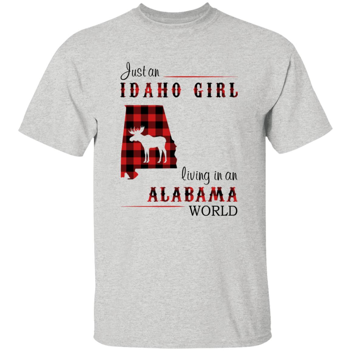 Just An Idaho Girl Living In An Alabama World T-shirt - T-shirt Born Live Plaid Red Teezalo