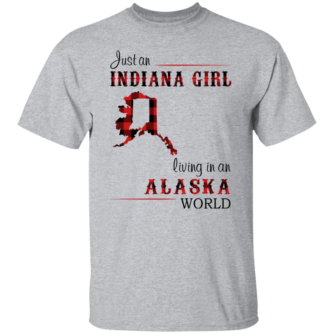 Just An Indiana Girl Living In An Alaska World T-Shirt - T-shirt Born Live Plaid Red Teezalo