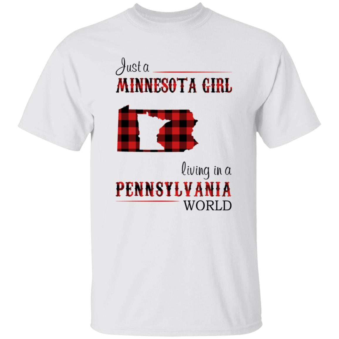 Just A Minnesota Girl Living In A Pennsylvania World T-shirt - T-shirt Born Live Plaid Red Teezalo