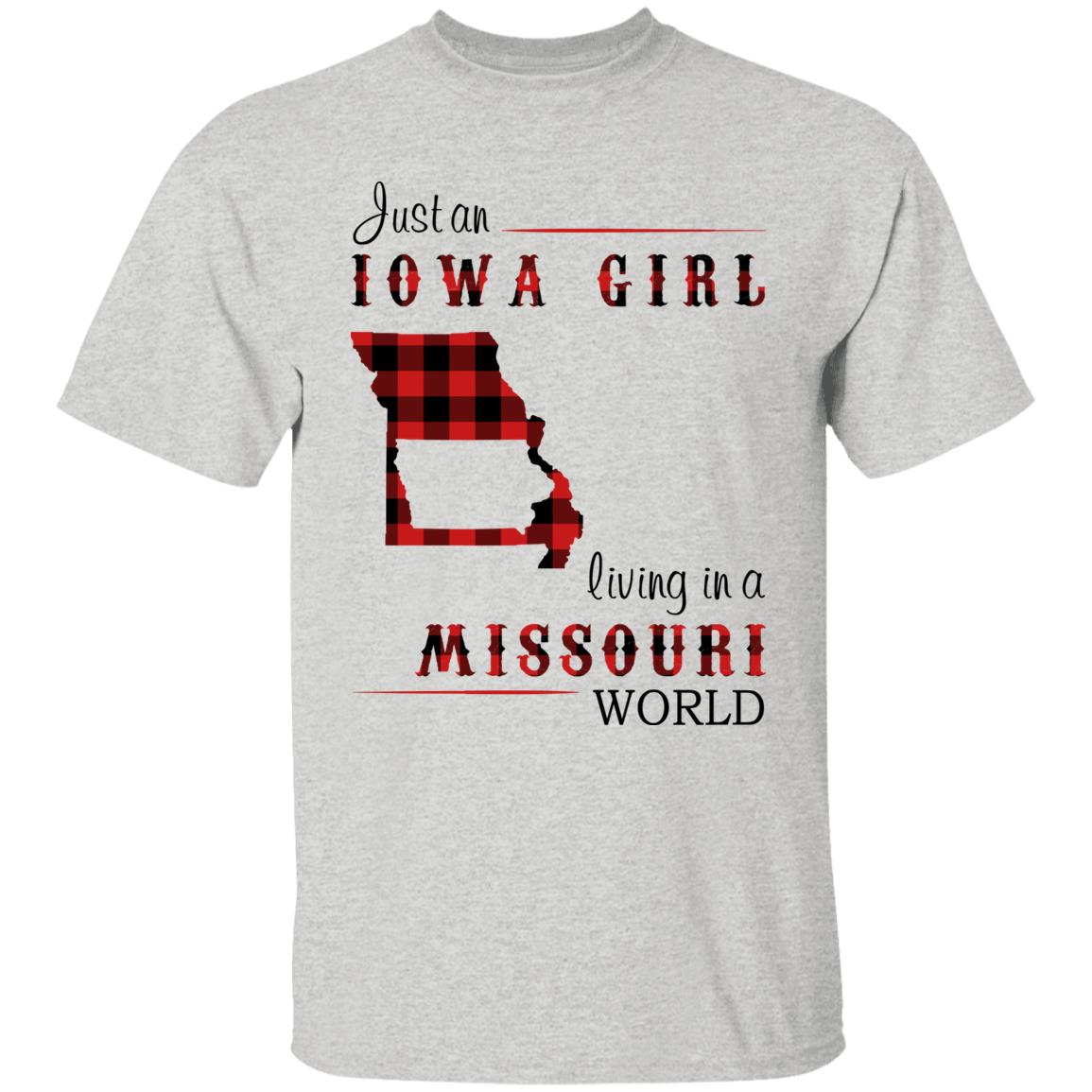 Just An Iowa Girl Living In A Missouri World T-shirt - T-shirt Born Live Plaid Red Teezalo