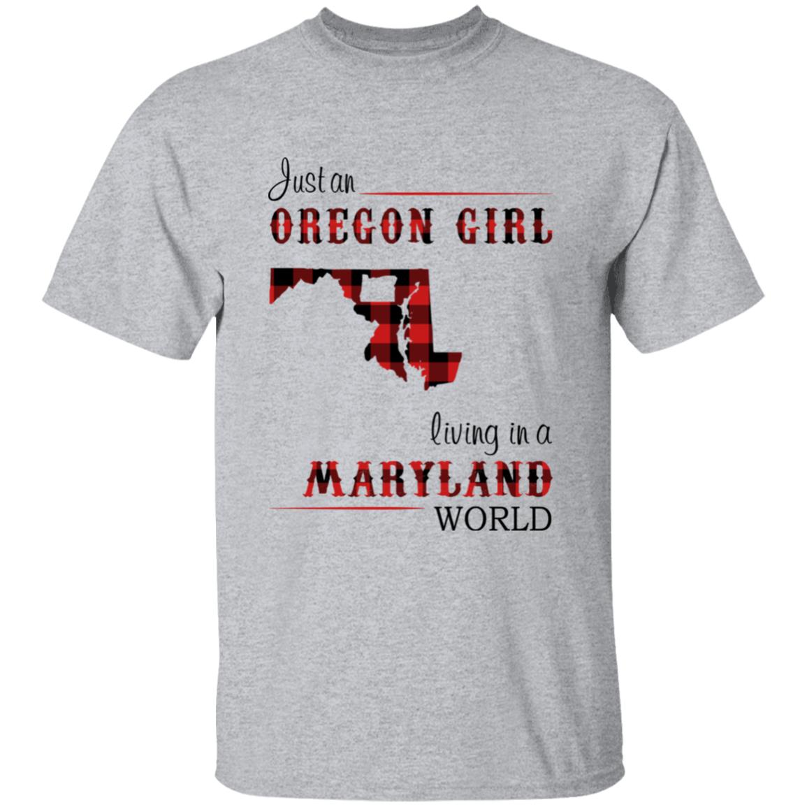 Just An Oregon Girl Living In A Maryland World T-shirt - T-shirt Born Live Plaid Red Teezalo