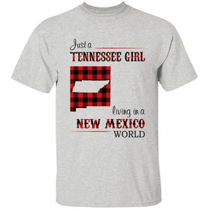 Just A Tennessee Girl Living In A New Mexico World T-shirt - T-shirt Born Live Plaid Red Teezalo