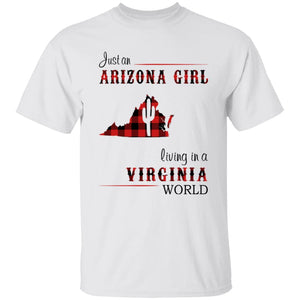 Just An Arizona Girl Living In A Virginia World T-shirt - T-shirt Born Live Plaid Red Teezalo