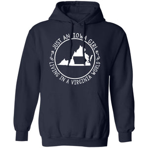 Just An Iowa Girl Living In A Virginia World T- Shirt - T-shirt Teezalo