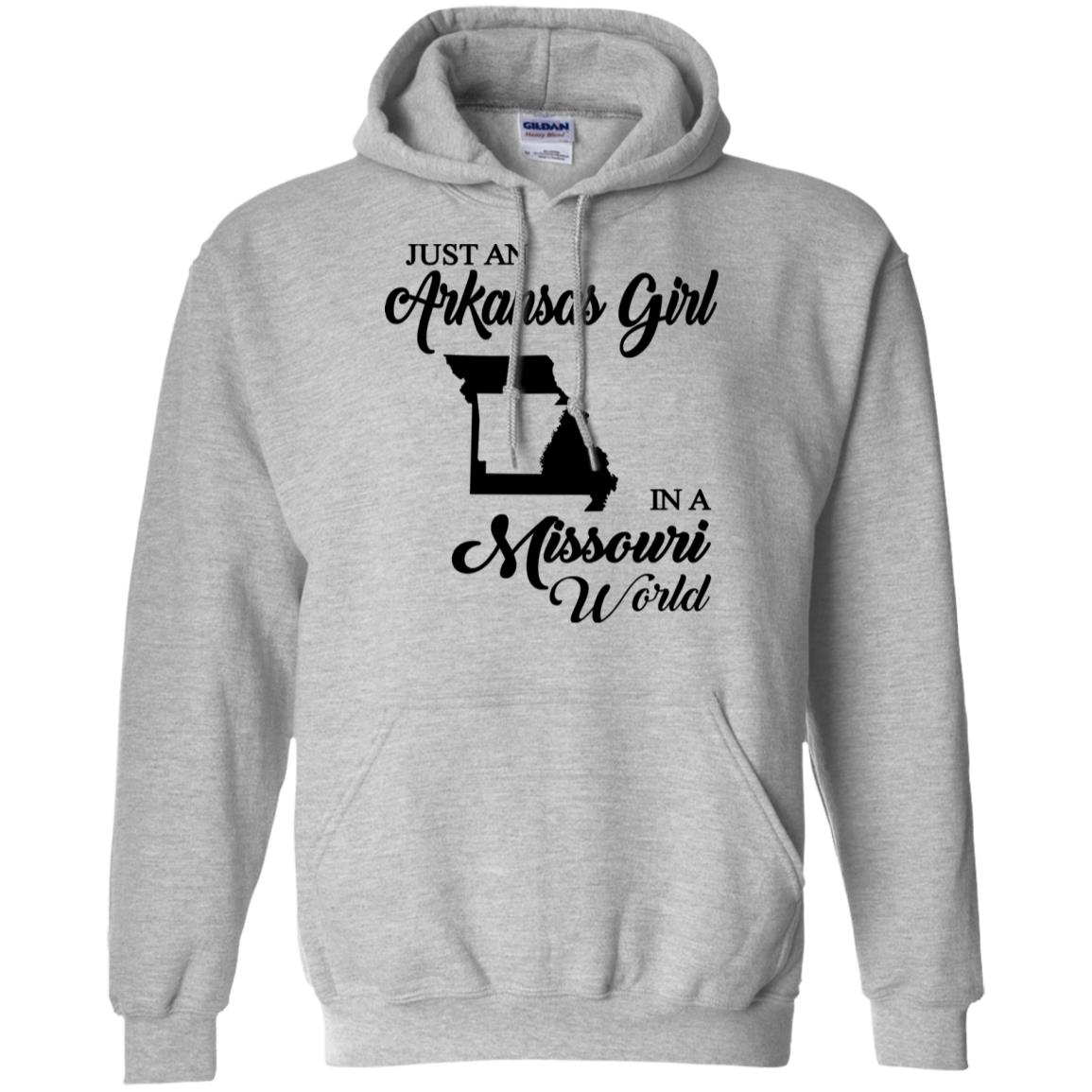 Just An Arkansas Girl In A Missouri World T-Shirt - T-shirt Teezalo
