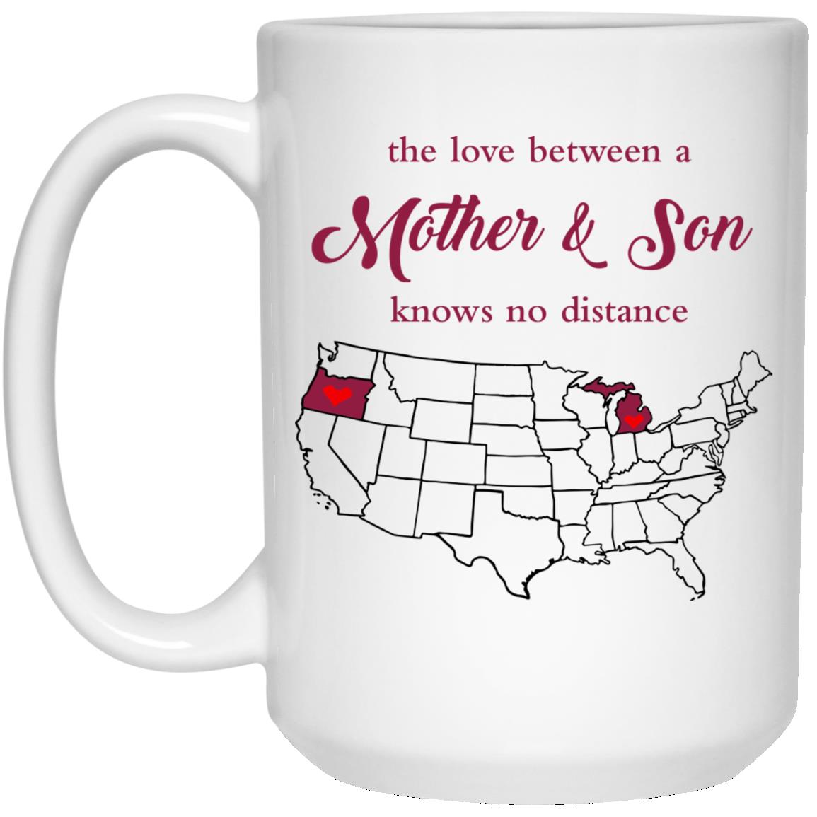 Michigan Oregon The Love Between Mother And Son Mug - Mug Teezalo
