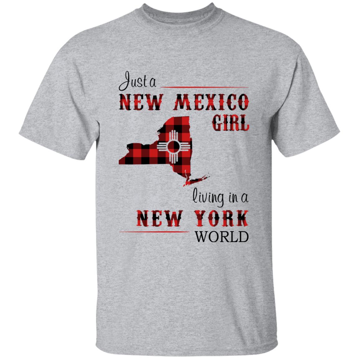 Just A New Mexico Girl Living In A New York World T-shirt - T-shirt Born Live Plaid Red Teezalo
