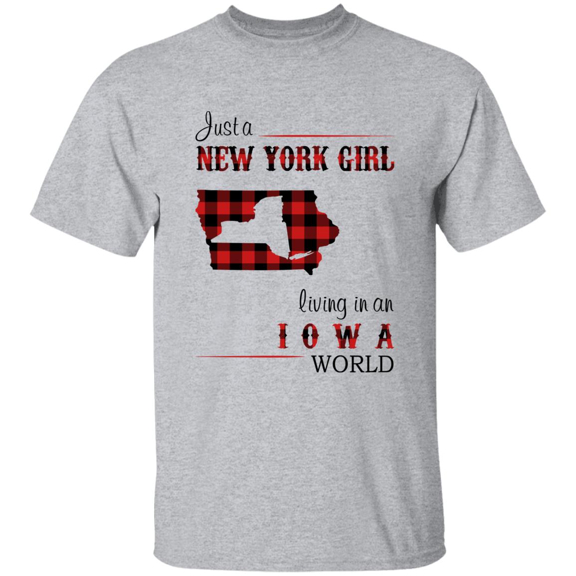 Just A New York Girl Living In An Iowa World T-shirt - T-shirt Born Live Plaid Red Teezalo