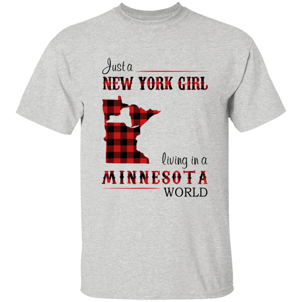 Just A New York Girl Living In A Minnesota World T-shirt - T-shirt Born Live Plaid Red Teezalo