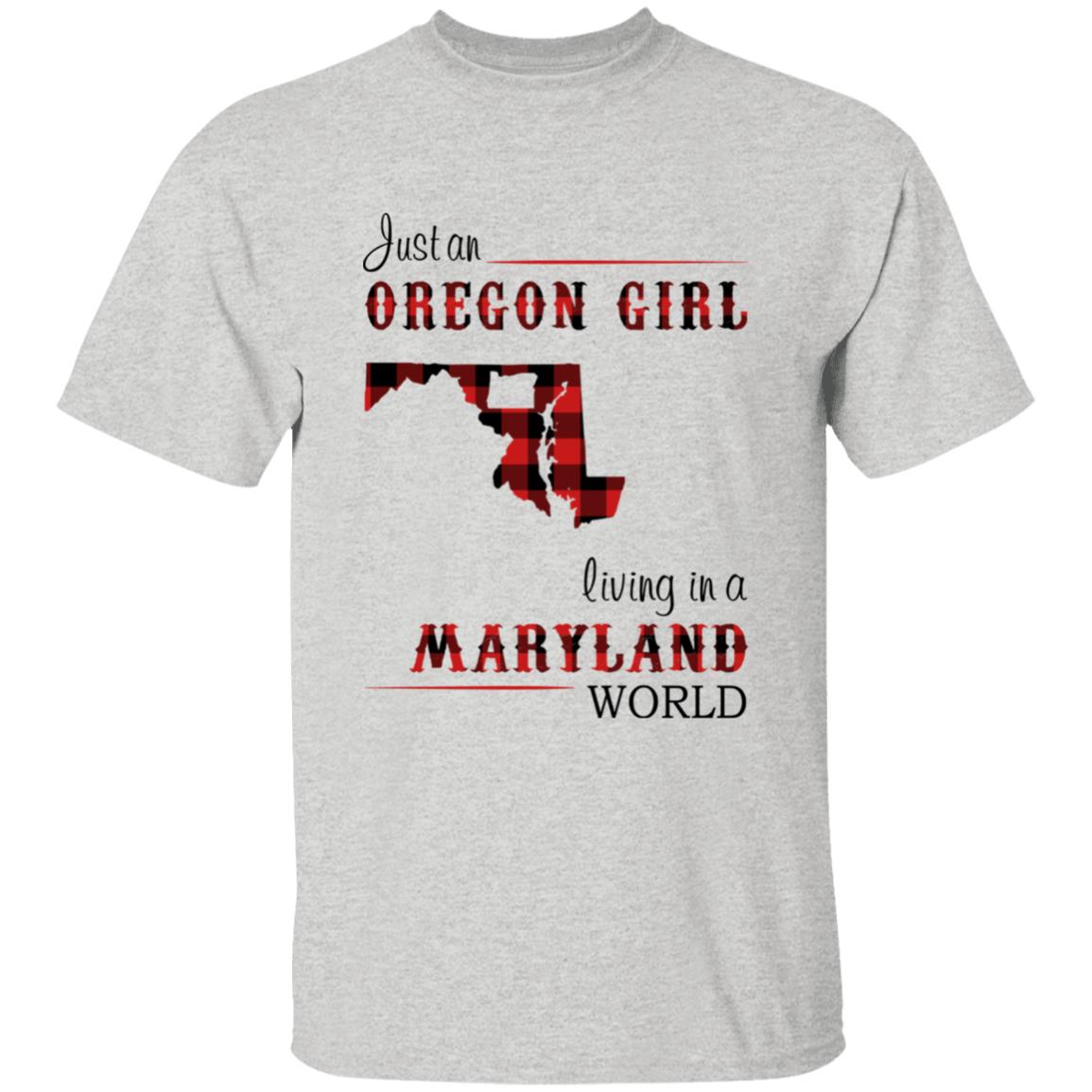 Just An Oregon Girl Living In A Maryland World T-shirt - T-shirt Born Live Plaid Red Teezalo