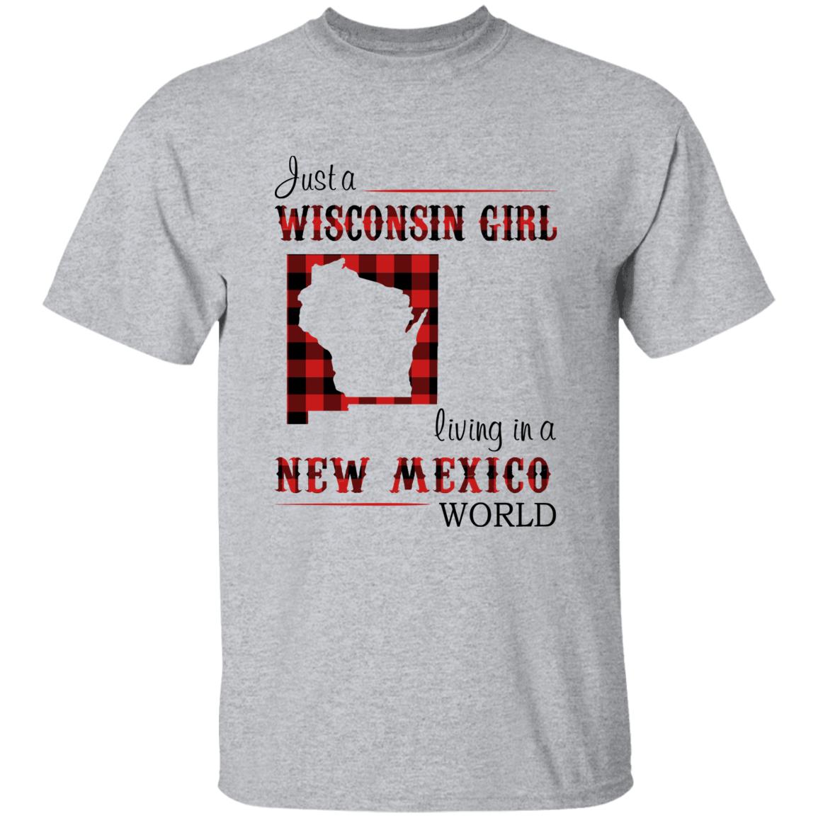 Just A Wisconsin Girl Living In A New Mexico World T-shirt - T-shirt Born Live Plaid Red Teezalo